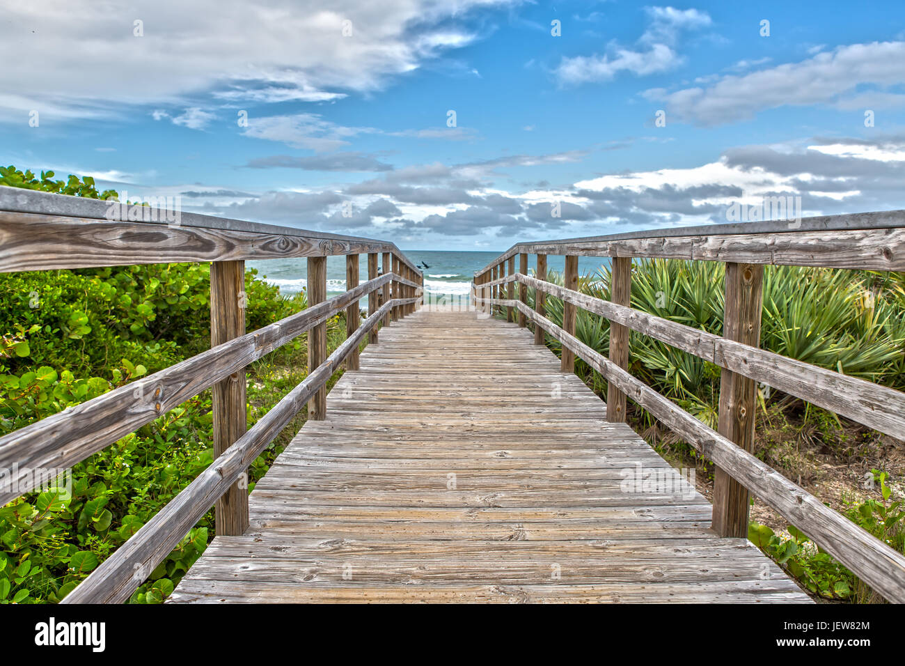 Boardwalk to the Beach of Canaveral National Seashore at Cape Canaveral