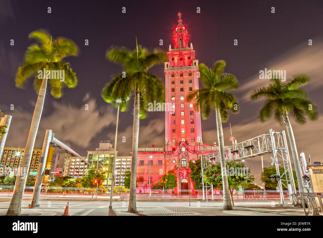 Freedom Tower in Miami at Night Stock Photo