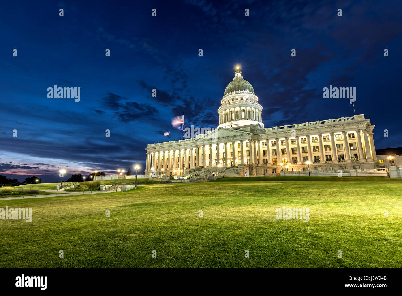 Utah State Capitol in Salt Lake City at Night Stock Photo
