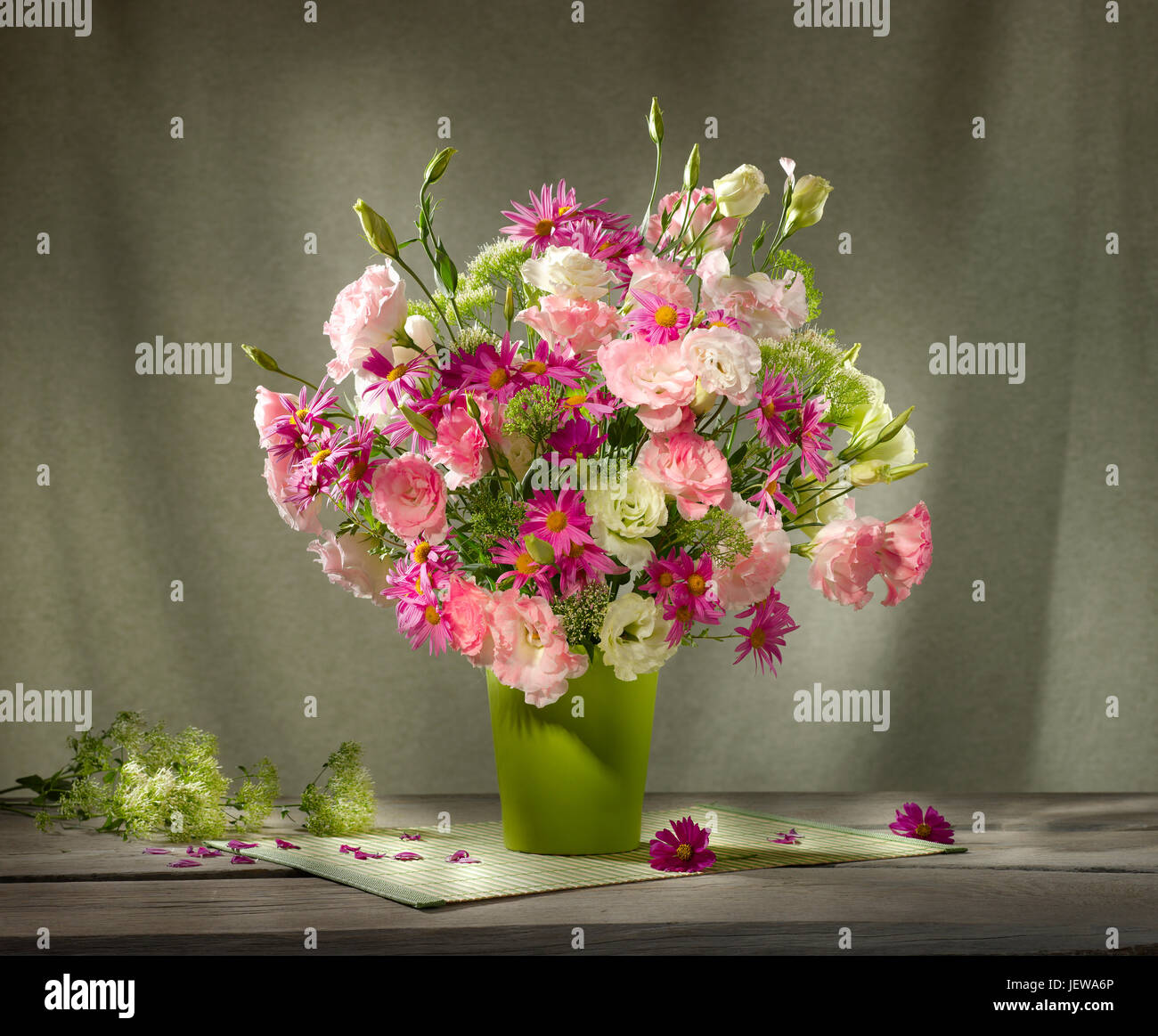 Bouquet of flowers with eustoma. Stock Photo