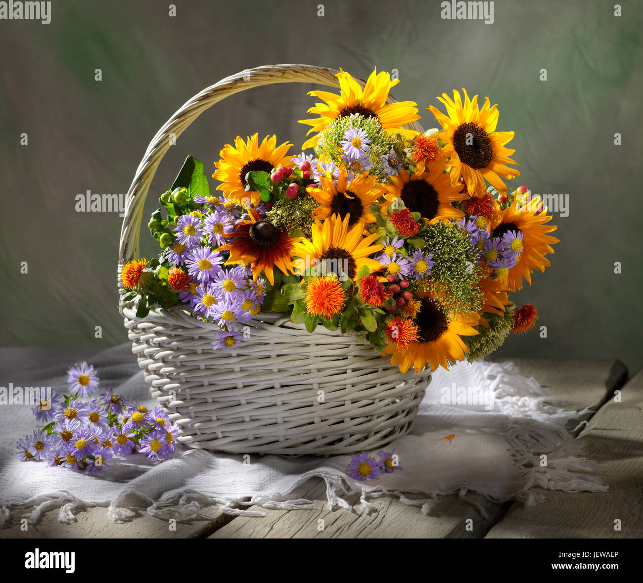 Bouquet of flowerswith sunflowers. Stock Photo