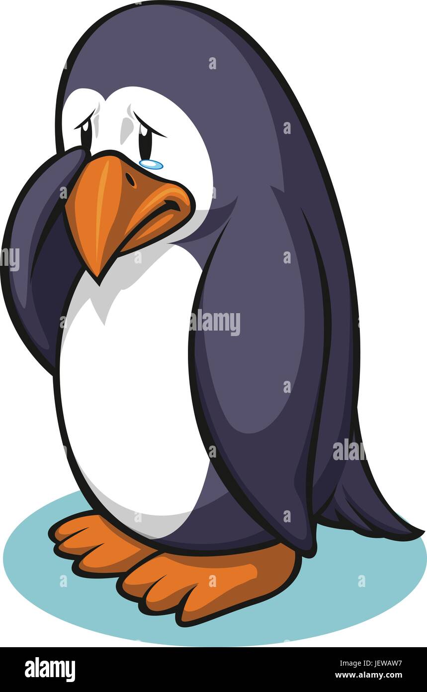 animal, bird, sad, penguin, cartoon, weep, cry, crying, weeper, weeping, Stock Vector