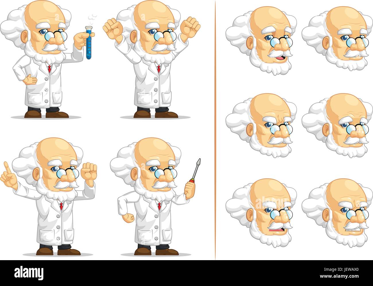 coat, cartoon, vector, professor, old, inventor, scientist, mascot, mantle, Stock Vector