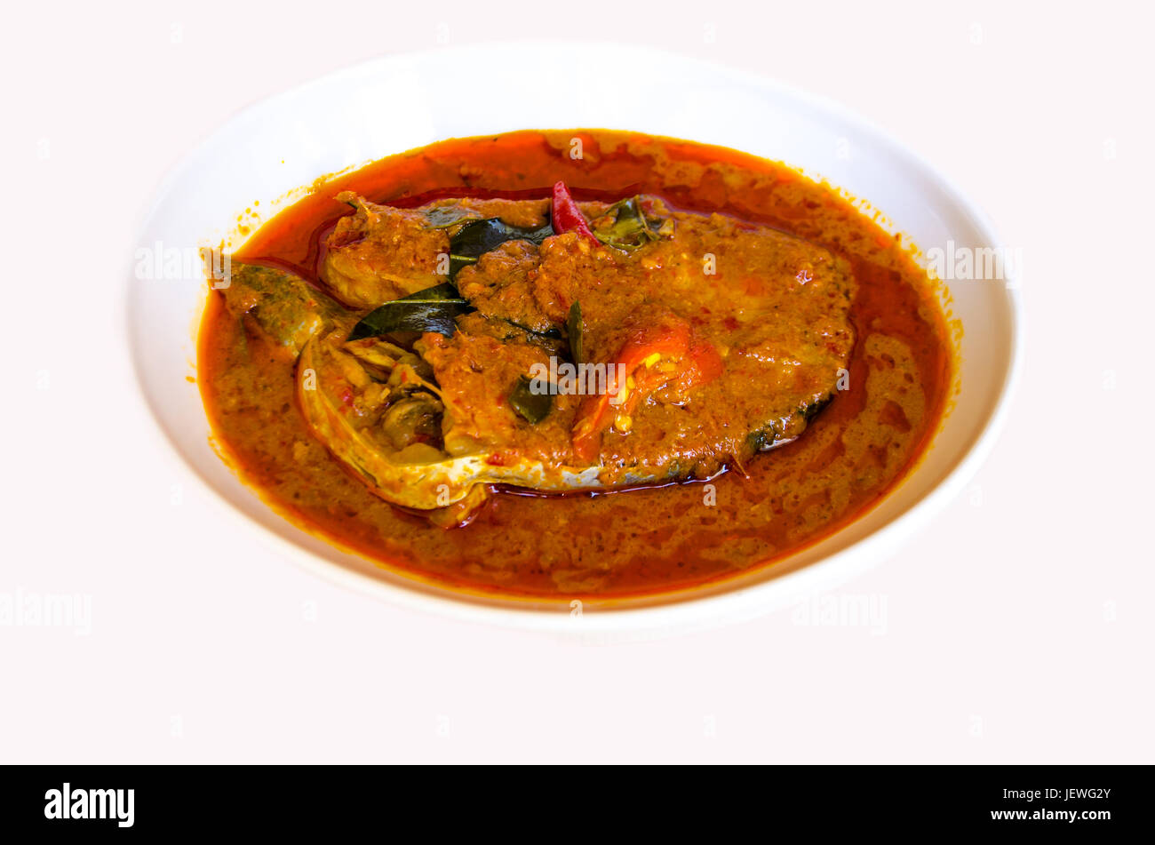 fish curry on white background Stock Photo - Alamy