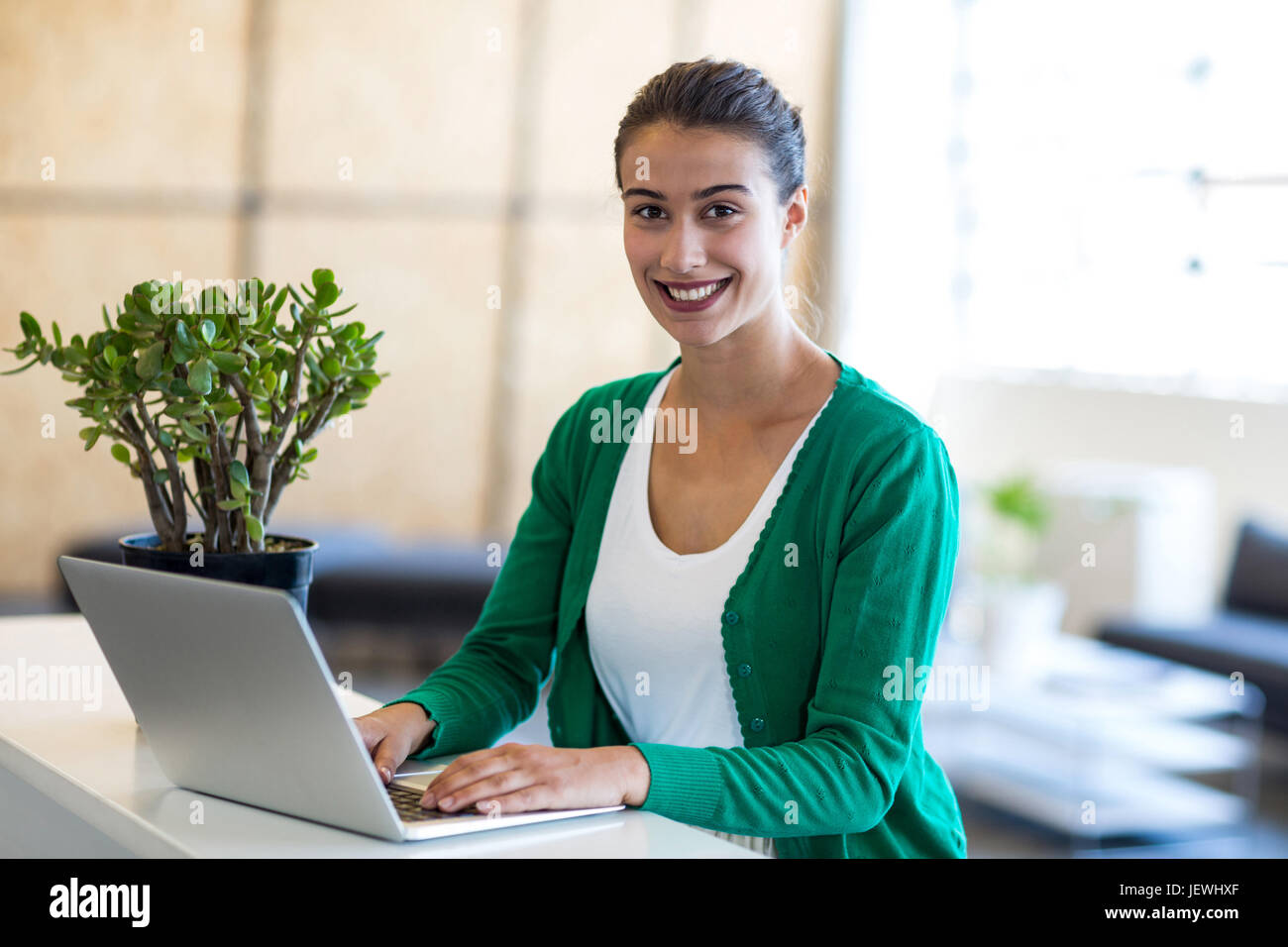 Beautiful woman using laptop Stock Photo - Alamy