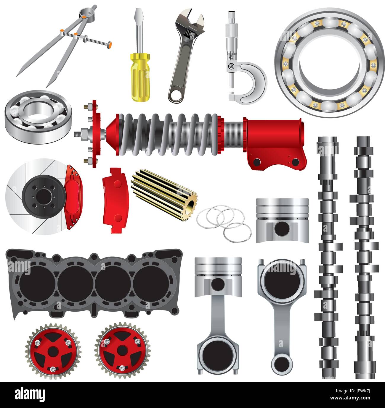 arm, accessories, accessory, absorber, isolated, engine, drive, motor, wheels Stock Vector Image