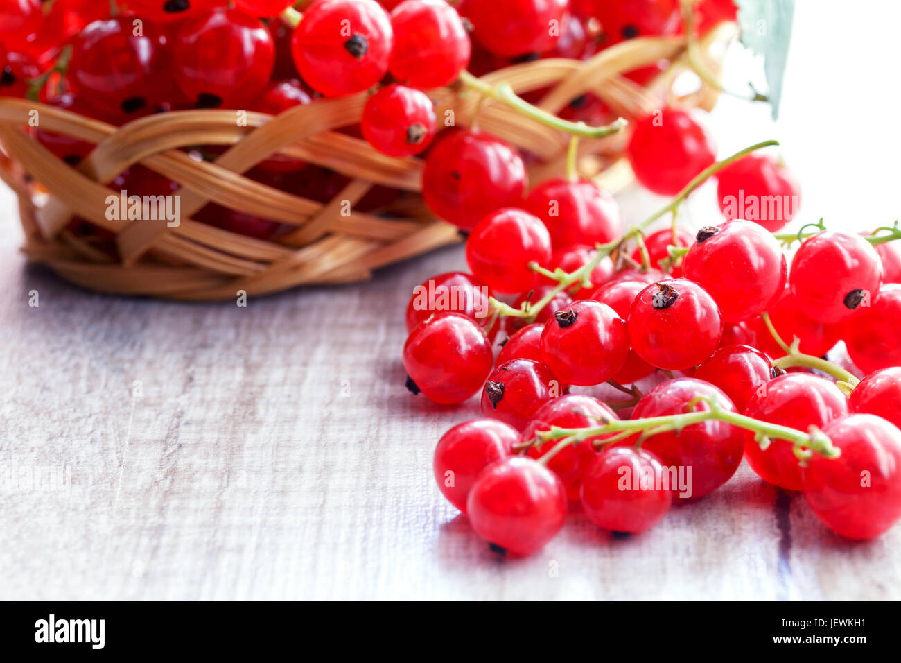 Fruits of red currants on a light background. Close-up Stock Photo