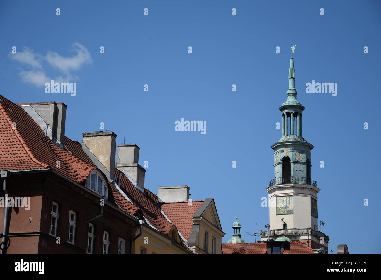 Poznan town hall with tenements on the old town Stock Photo