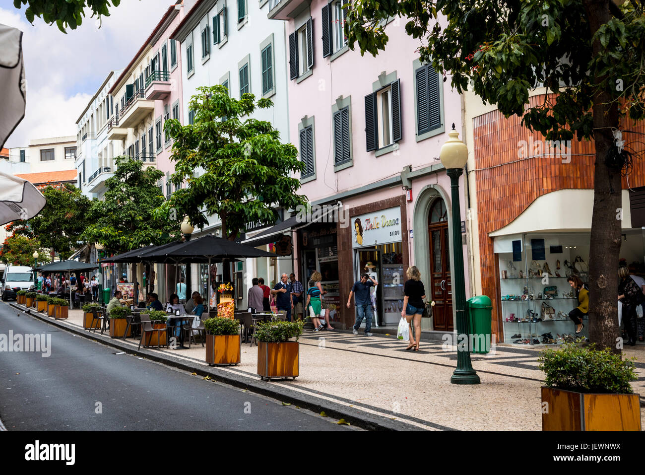Main Shopping Streets in Funchal Madeira Portugal Stock Photo