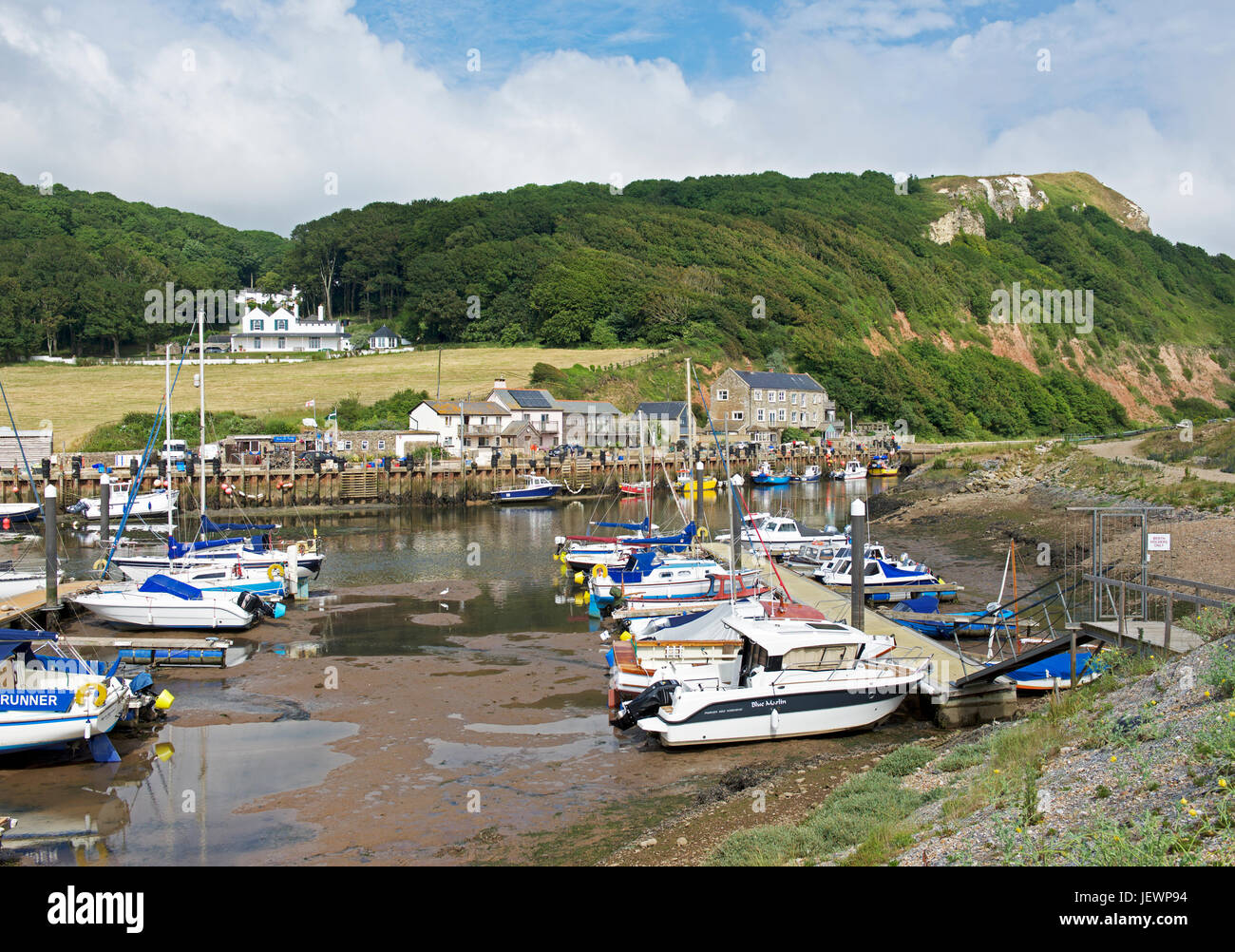 The River Ave and Harbour, Seaton, Devon, England UK Stock Photo Alamy