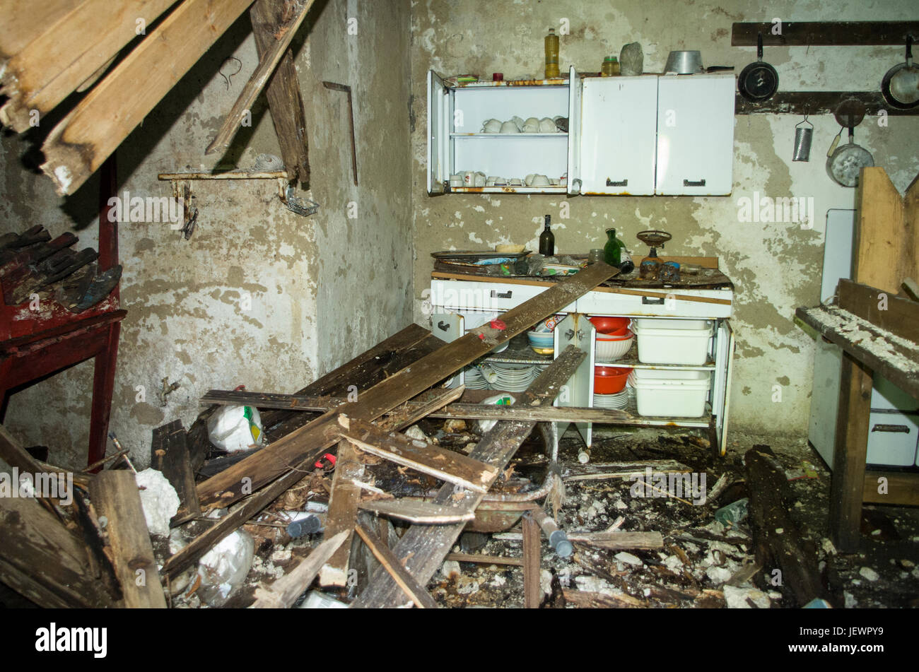 Abandoned building interiors Stock Photo