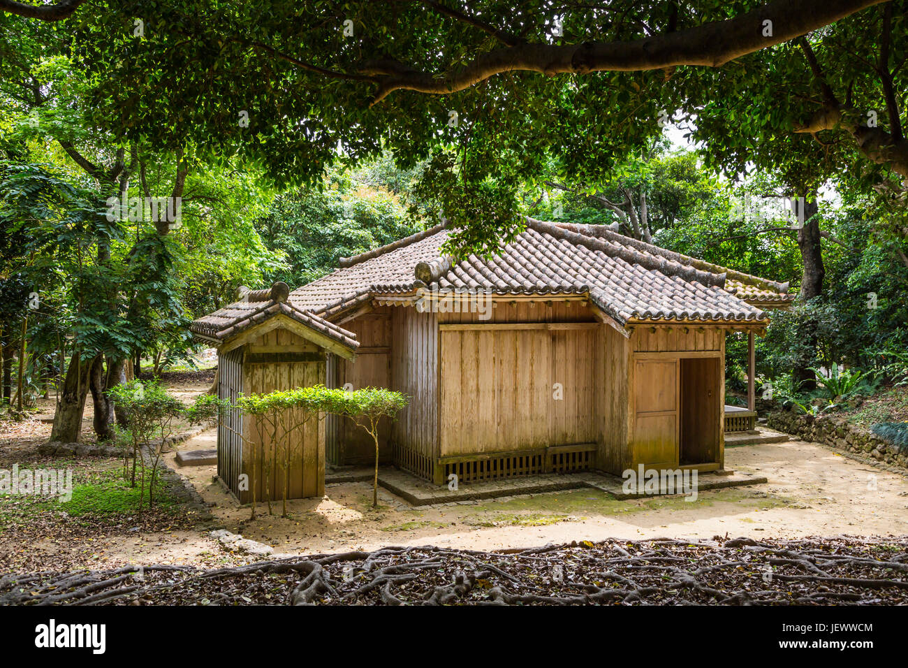 Japanese architecture at the Shurijo Castle in Naha, Okinawa, Japan. Stock Photo