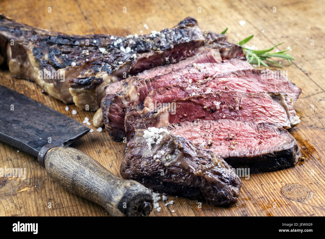 Dry Aged Barbecue Tomahawk Steak Stock Photo Alamy