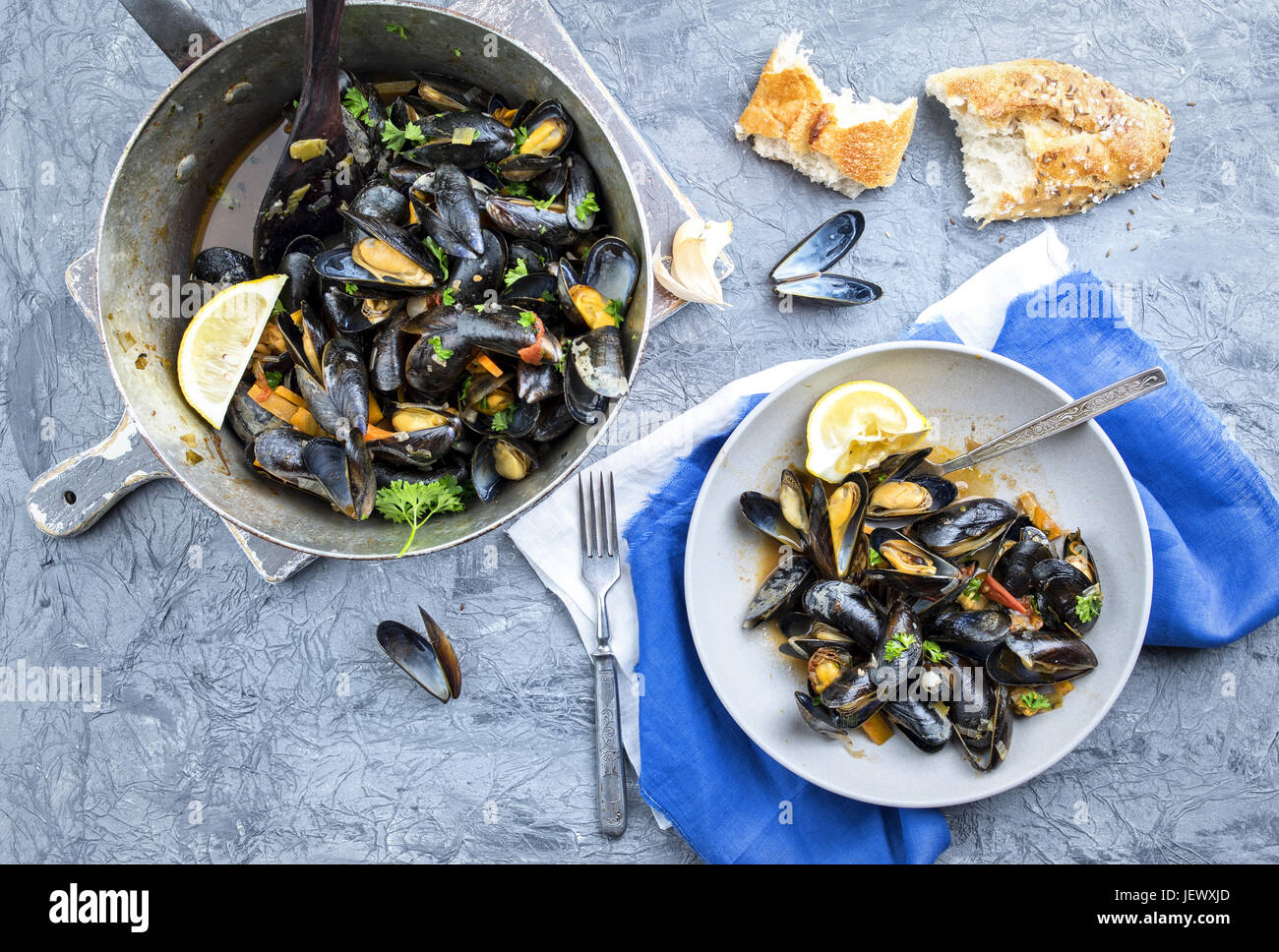 Sailors Mussel on Plate Stock Photo