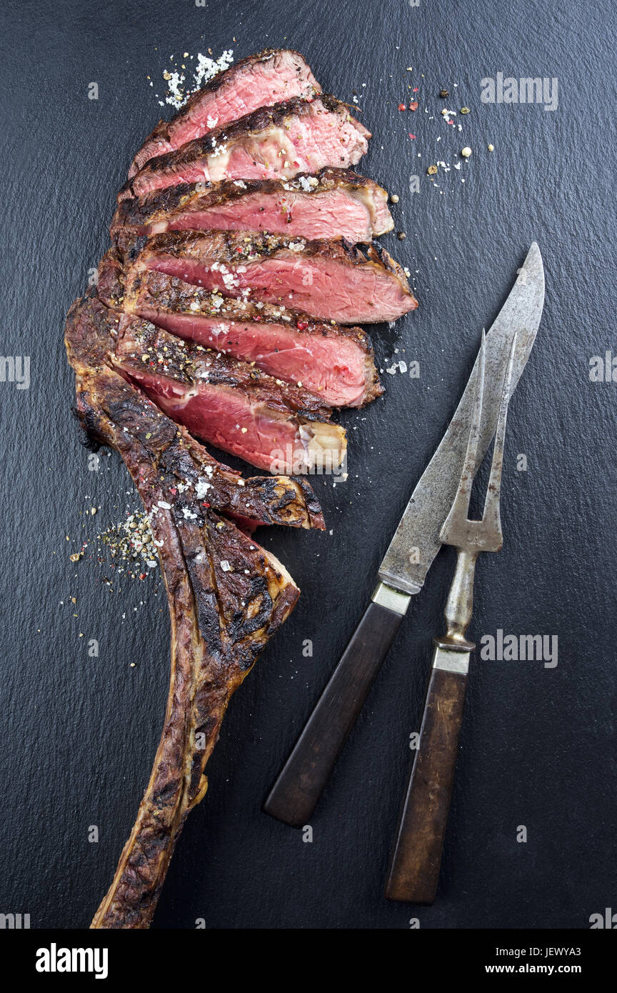 Dry Aged Barbecue Tomahawk Steak Stock Photo Alamy