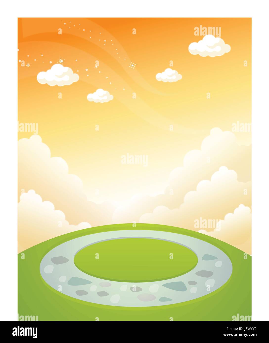 park, garden, cloud, sunrise, horizontal, illustration, outdoor, outdoors, Stock Vector