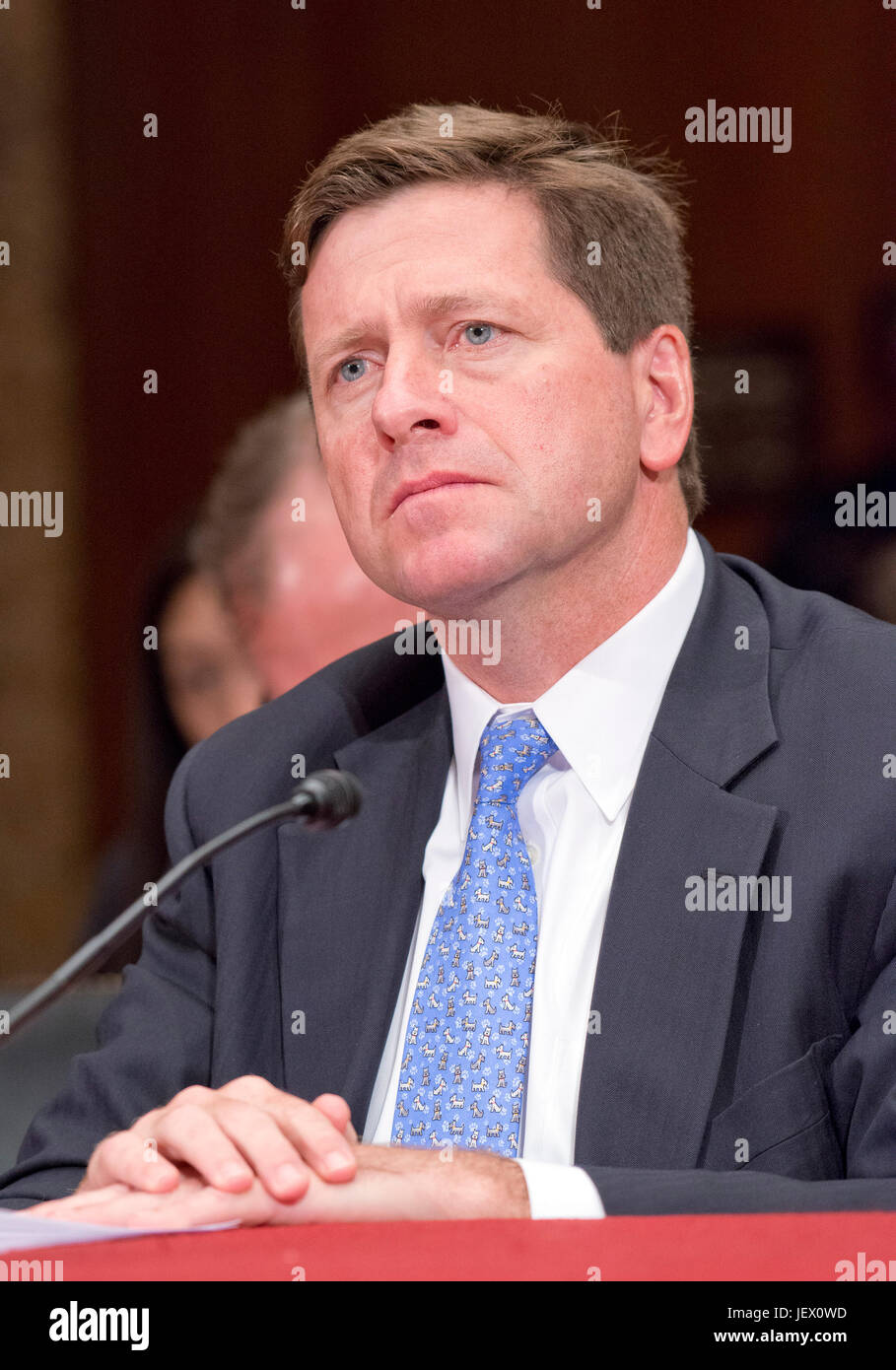 Jay Clayton, Chairman, United States Securities and Exchange Commission testifies before the US Senate Committee on Appropriations Subcommittee on Financial Services and General Government hearing to examine proposed budget estimates and justification for fiscal year 2018 for the SEC and the CFTC on Capitol Hill in Washington, DC on Tuesday, June 27, 2017. Credit: Ron Sachs/CNP /MediaPunch Stock Photo