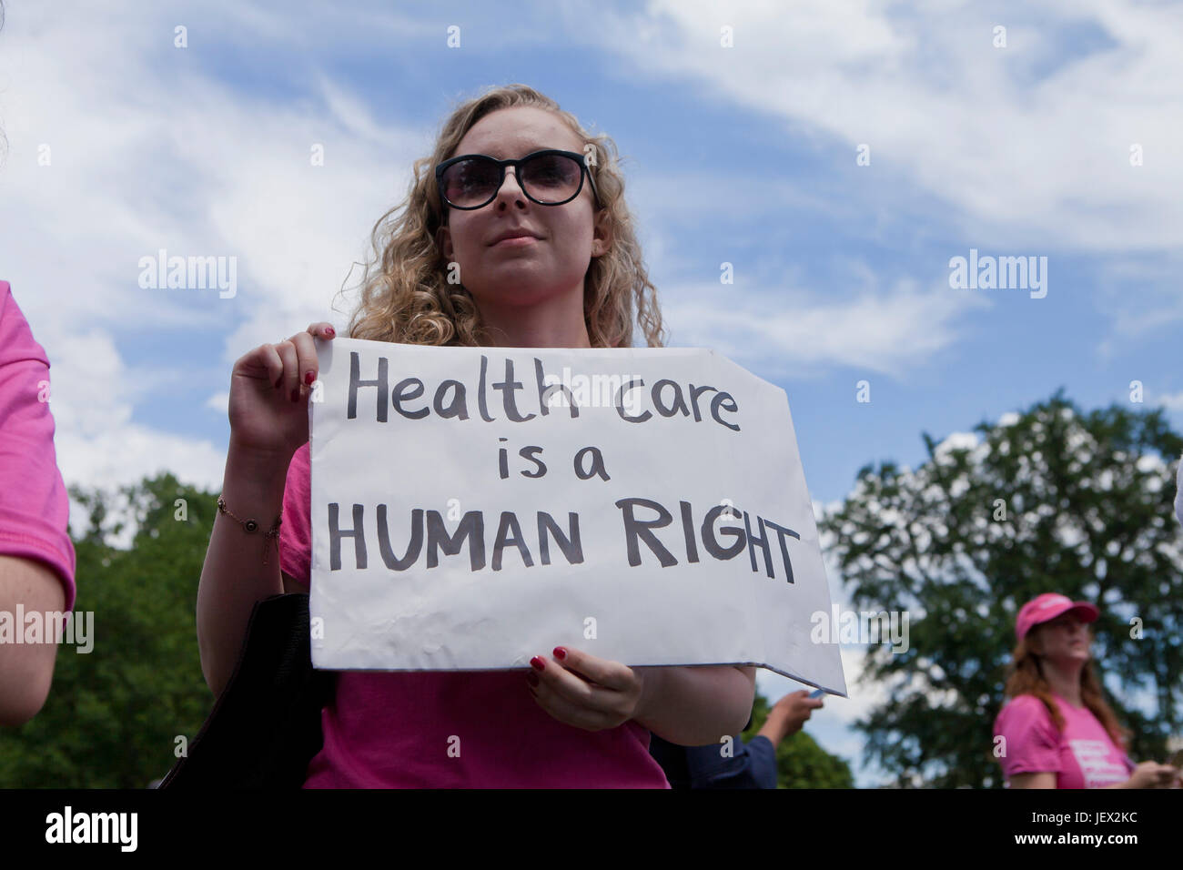 Washington, DC, USA. 27th June, 2017. Ahead of the US Senate AHCA vote (American Health Care Act), hundreds gather on capitol hill to protest Republican provisions related to women's healthcare, including many senators working to delay the vote on Trumpcare. Credit: B Christopher/Alamy Live News Stock Photo