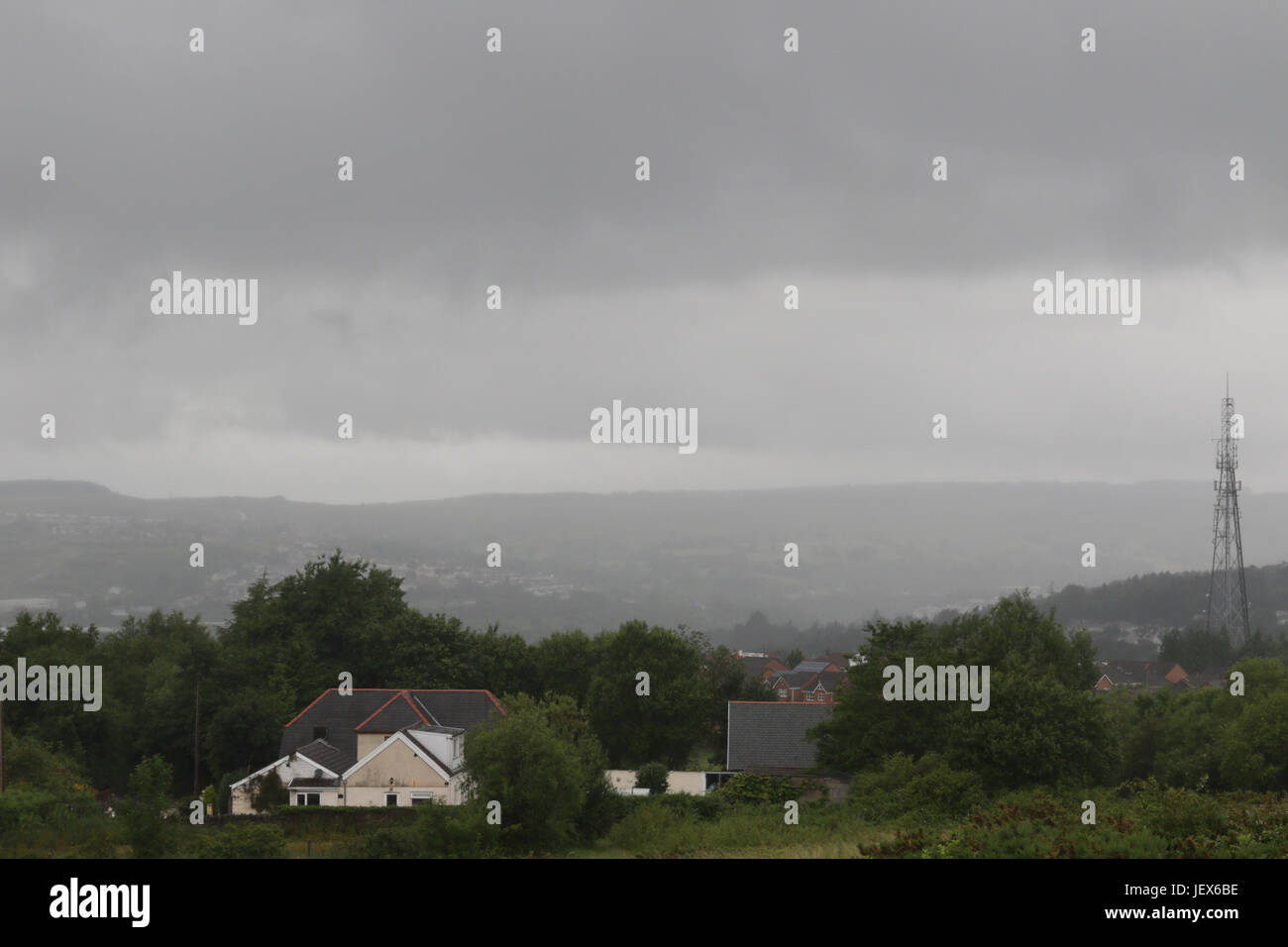 Merthyr Tydfil, South Wales 28 June 2017. UK weather Rain and mist