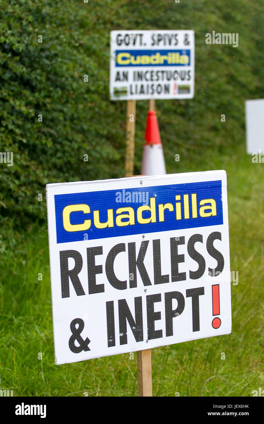 Blackpool, Lancashire, 28th June 2017. Fracking Protest continues.  Anti-fracking protesters continue to demonstrate against the Cuadrilla Experimental Site at Little Plumpton near Blackpool in Lancashire. The process of fracking by the deep drilling and injection of chemicals under high pressure has proved highly controversial with demonstrations all over the globe.  Credit: Cernan Elias/Alamy Live News Stock Photo