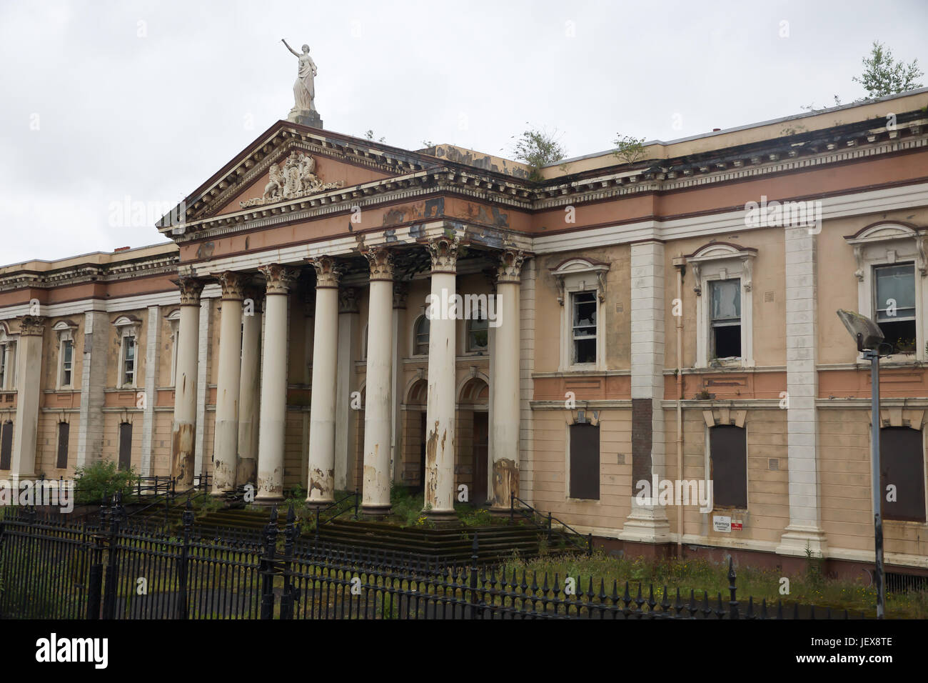 The Crumlin Road Courthouse was designed by the architect Charles Lanyon and completed in 1850. It is situated across the road from the Crumlin Road Jail and the two are linked by an underground passage. The courthouse closed in June 1998 Stock Photo