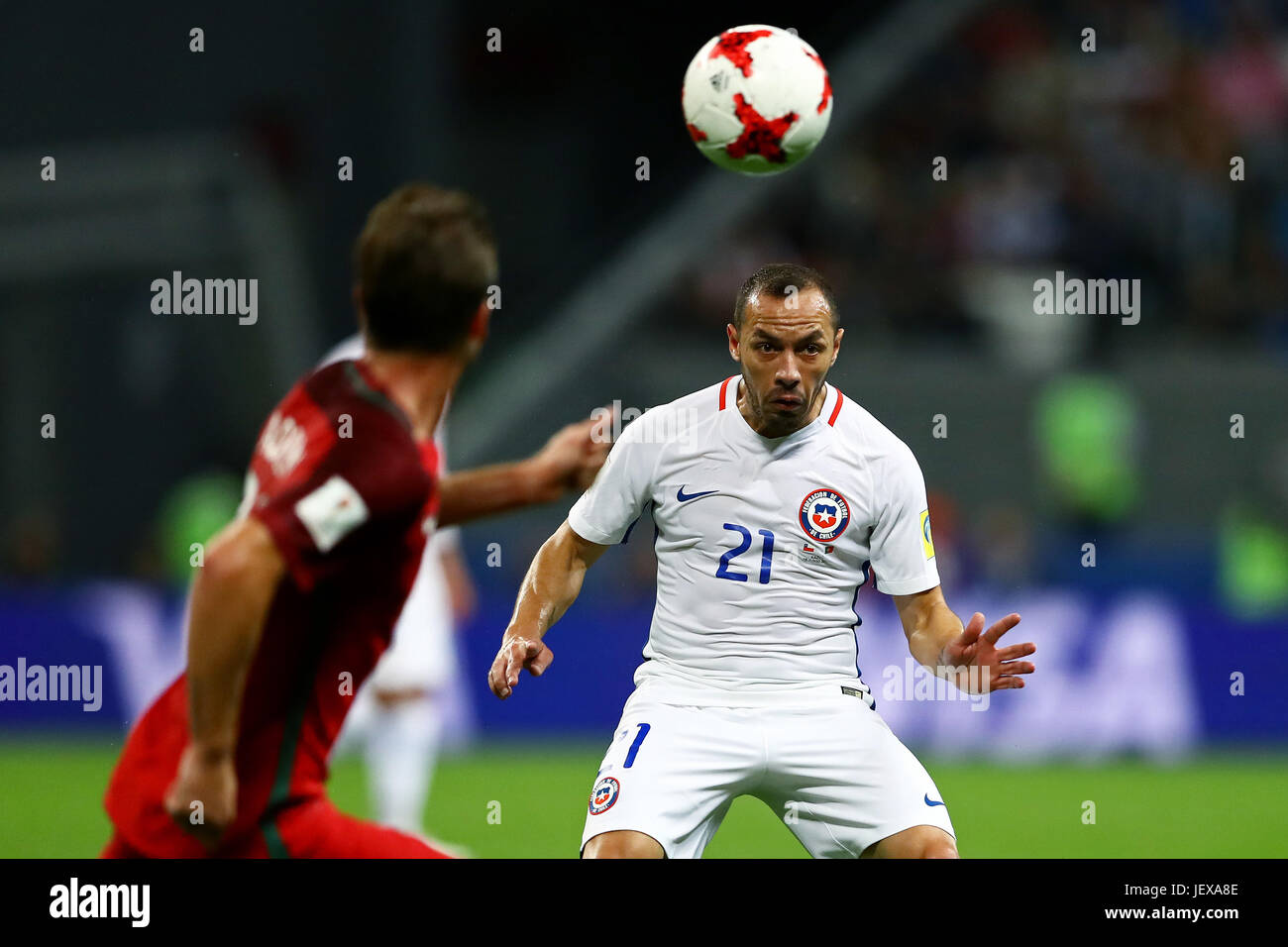 KAZAN, RT - 28.06.2017: PORTUGAL VS CHILE - Marcelo Diaz of Chile during a match between Portugal and Chile valid for the semifinals of the Confederations Cup 2017, on Wednesday (28), held at Kazan Arena Stadium in Kazan, Russia. (Photo: Heuler Andrey/DiaEsportivo/Fotoarena) Stock Photo