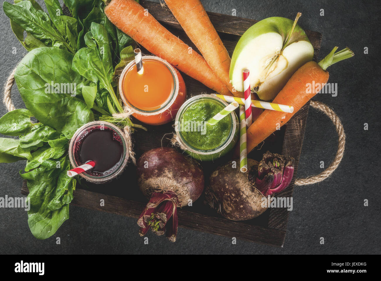 Vegan diet food. Detox drinks. Freshly squeezed juices and smoothies