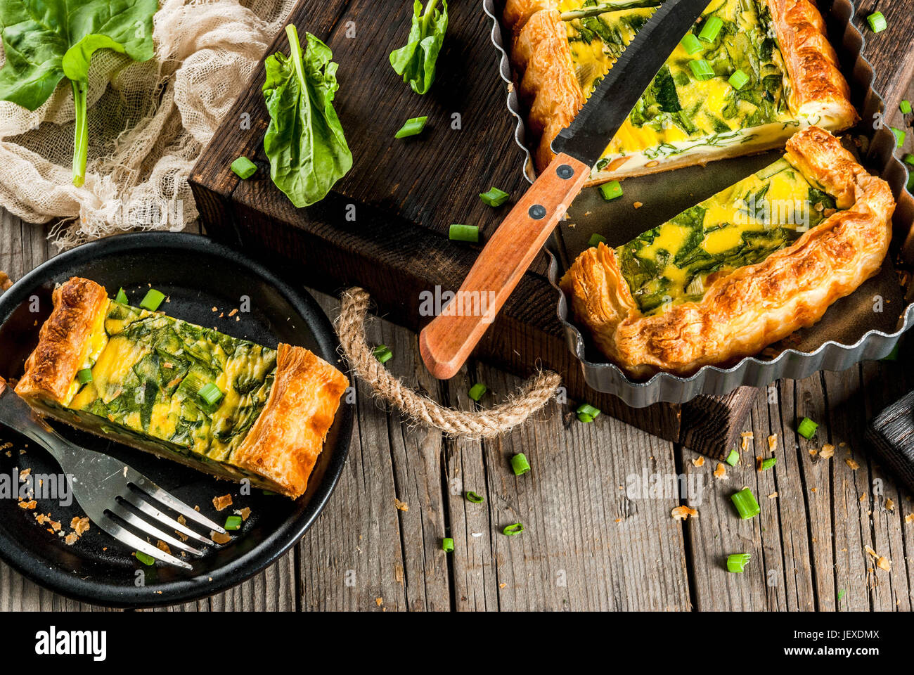 French home cooking. Casserole. Pie. quiche lorraine from puff pastry