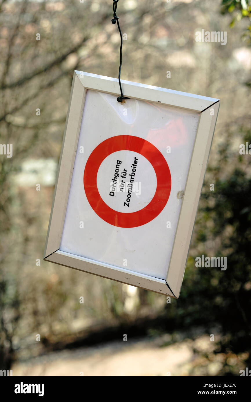 prohibition sign on a locked way in a zoo Stock Photo