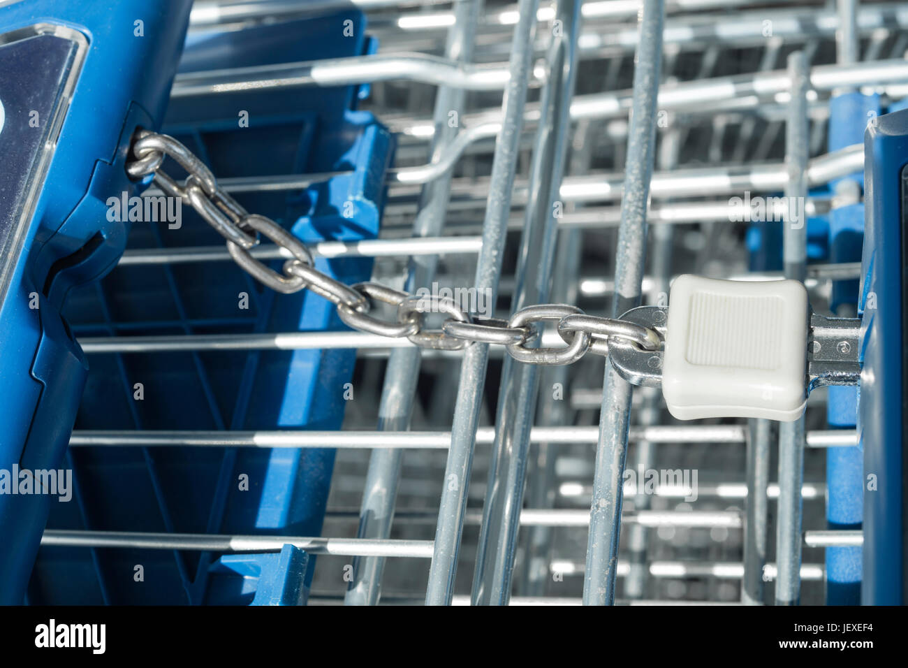 Detail of shopping cart lock Stock Photo Alamy