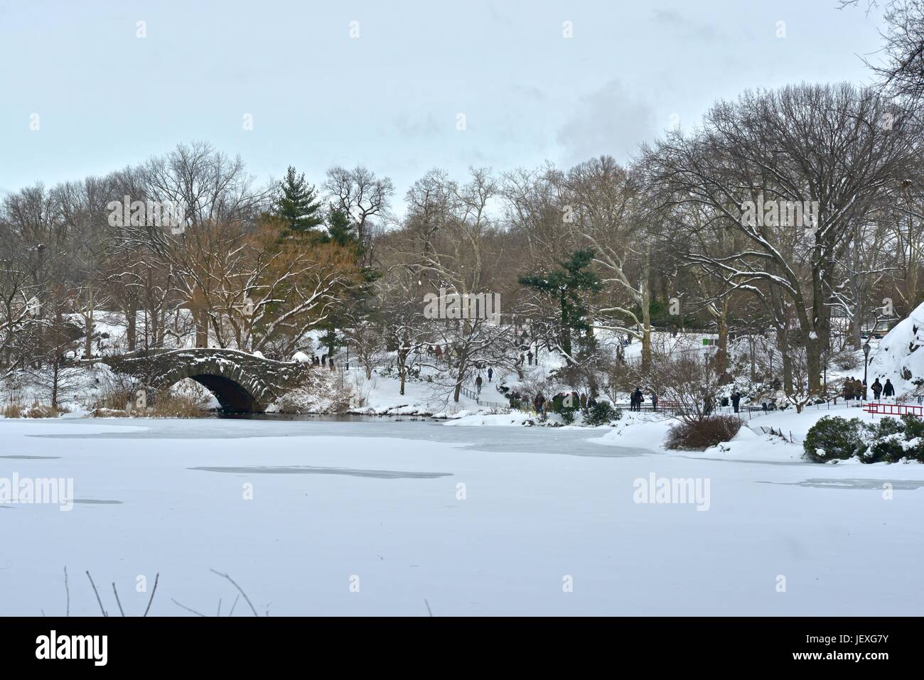 Central Park in the aftermath of winter storm Juno. Stock Photo