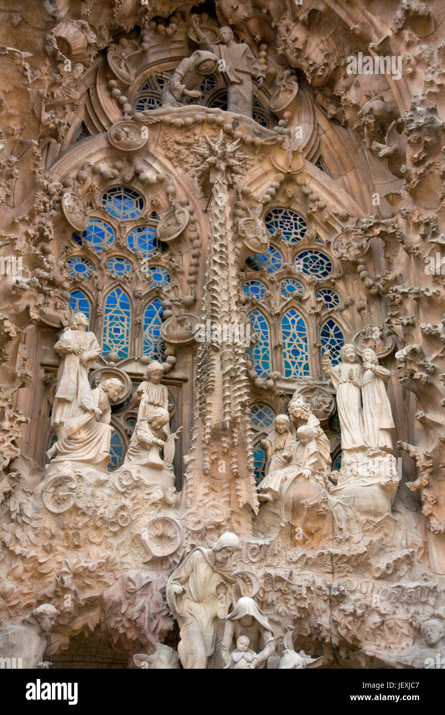 Barcelona, Spain October 30, 2010 Detail of Sagrada Familia facade