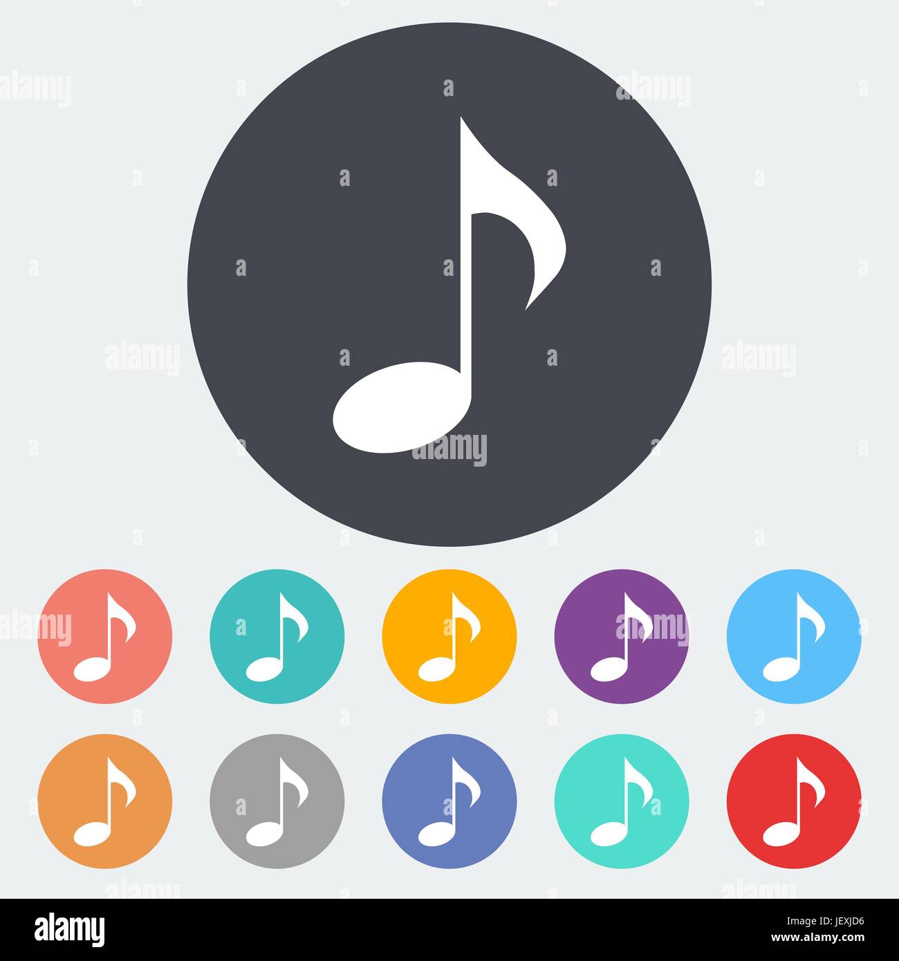 Music note symbols. Single flat icon on the circle. Vector illustration