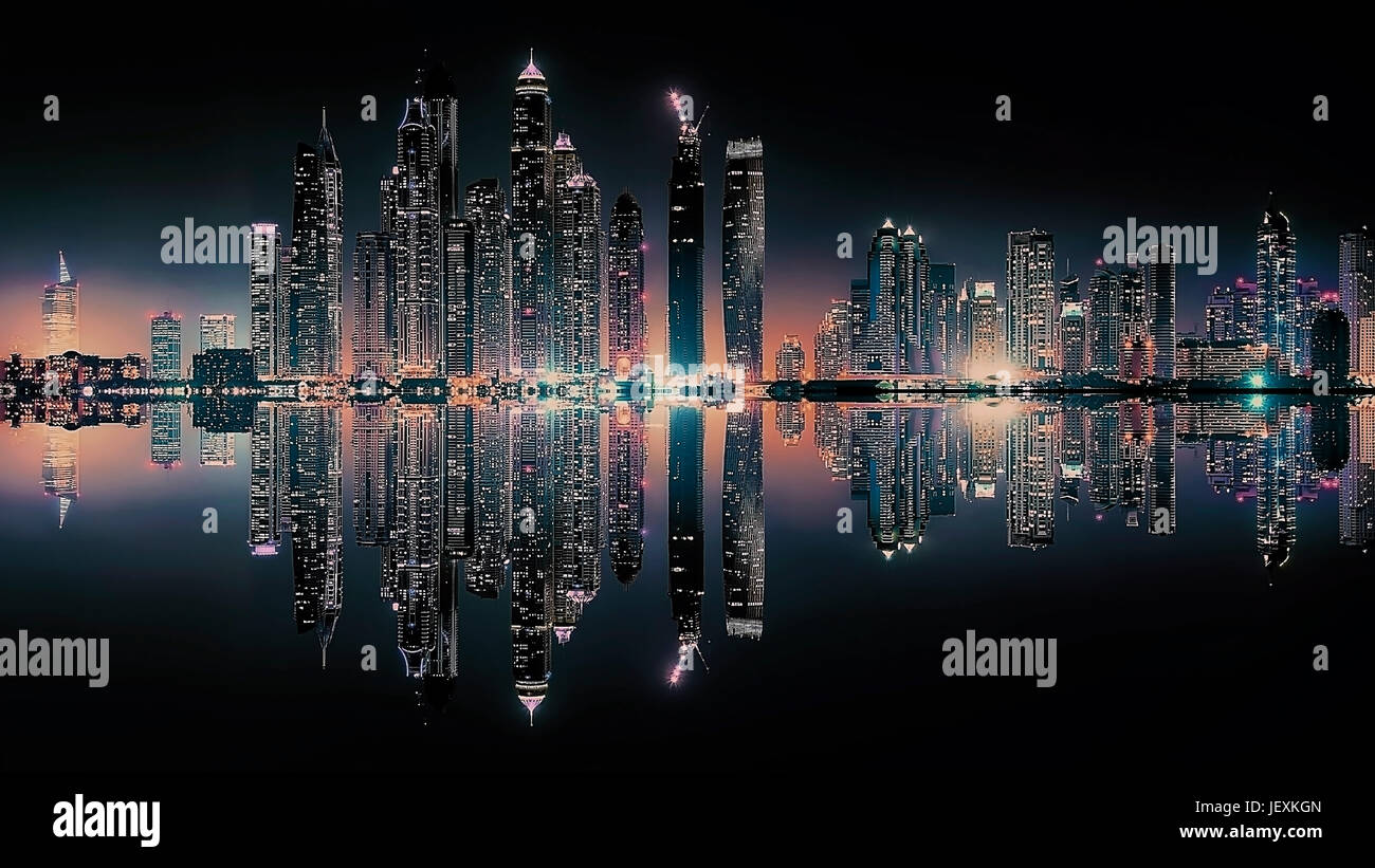 Dubai city reflection Stock Photo