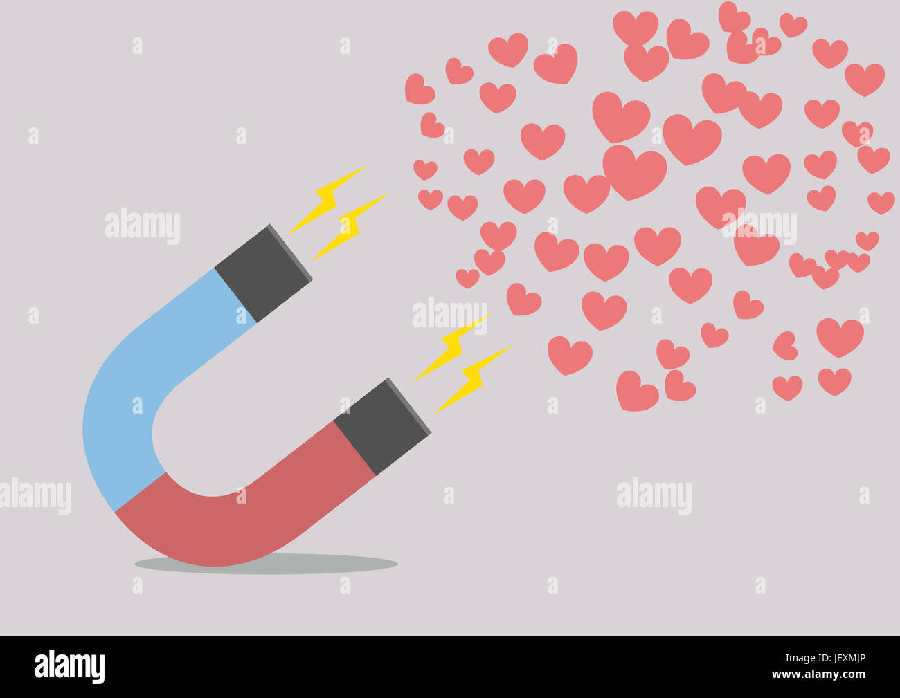 magnet attracting hearts Stock Photo