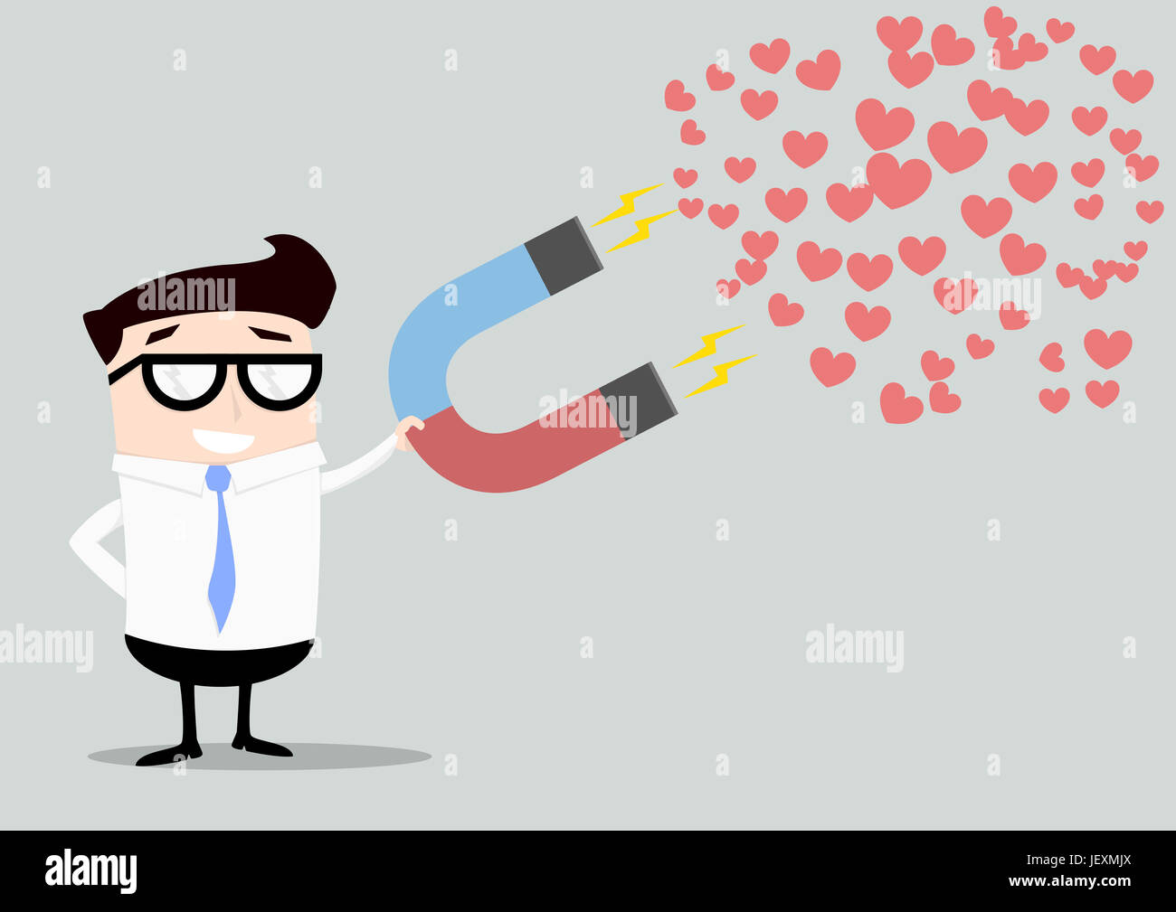 businessman attracting hearts Stock Photo