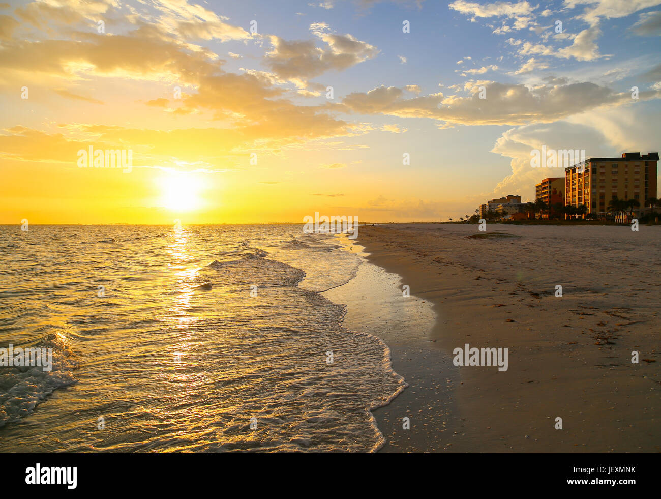 Setting Sun in Fort Myers Beach Stock Photo