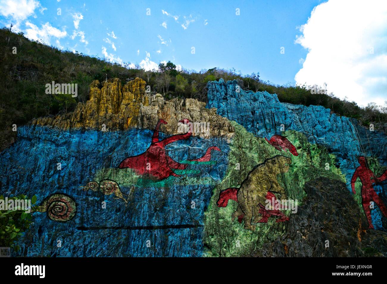 Mural de la Prehistoria in Vinales Valley, Pinar Del Rio Province, Cuba Stock Photo