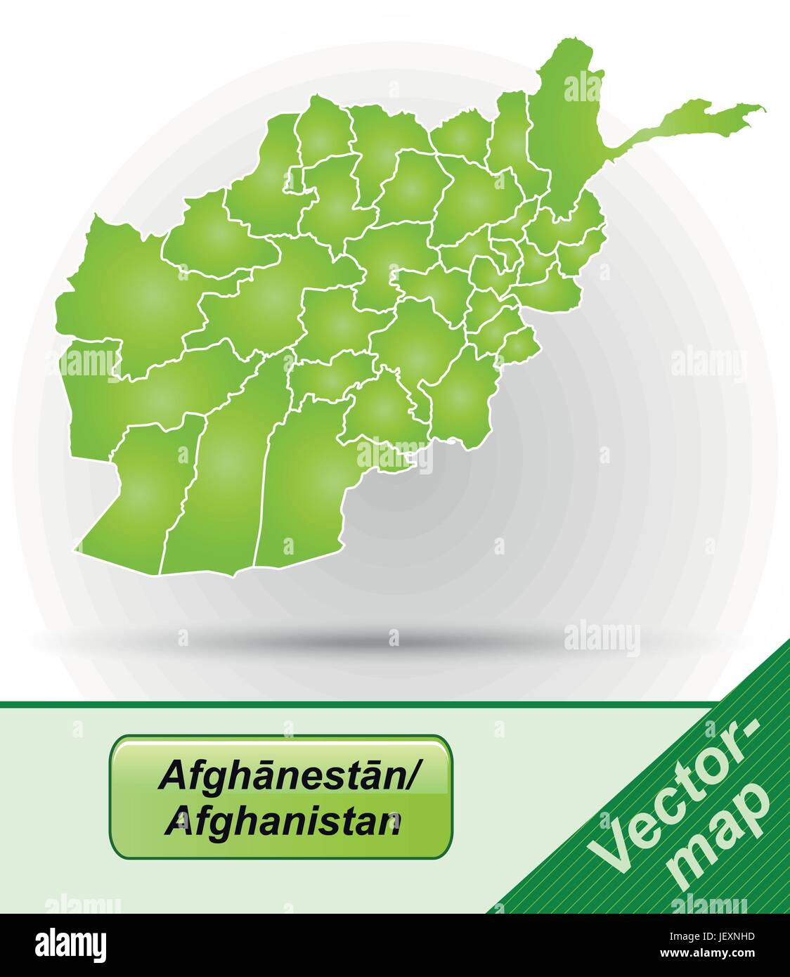 boundary map of afghanistan with borders in green Stock Vector