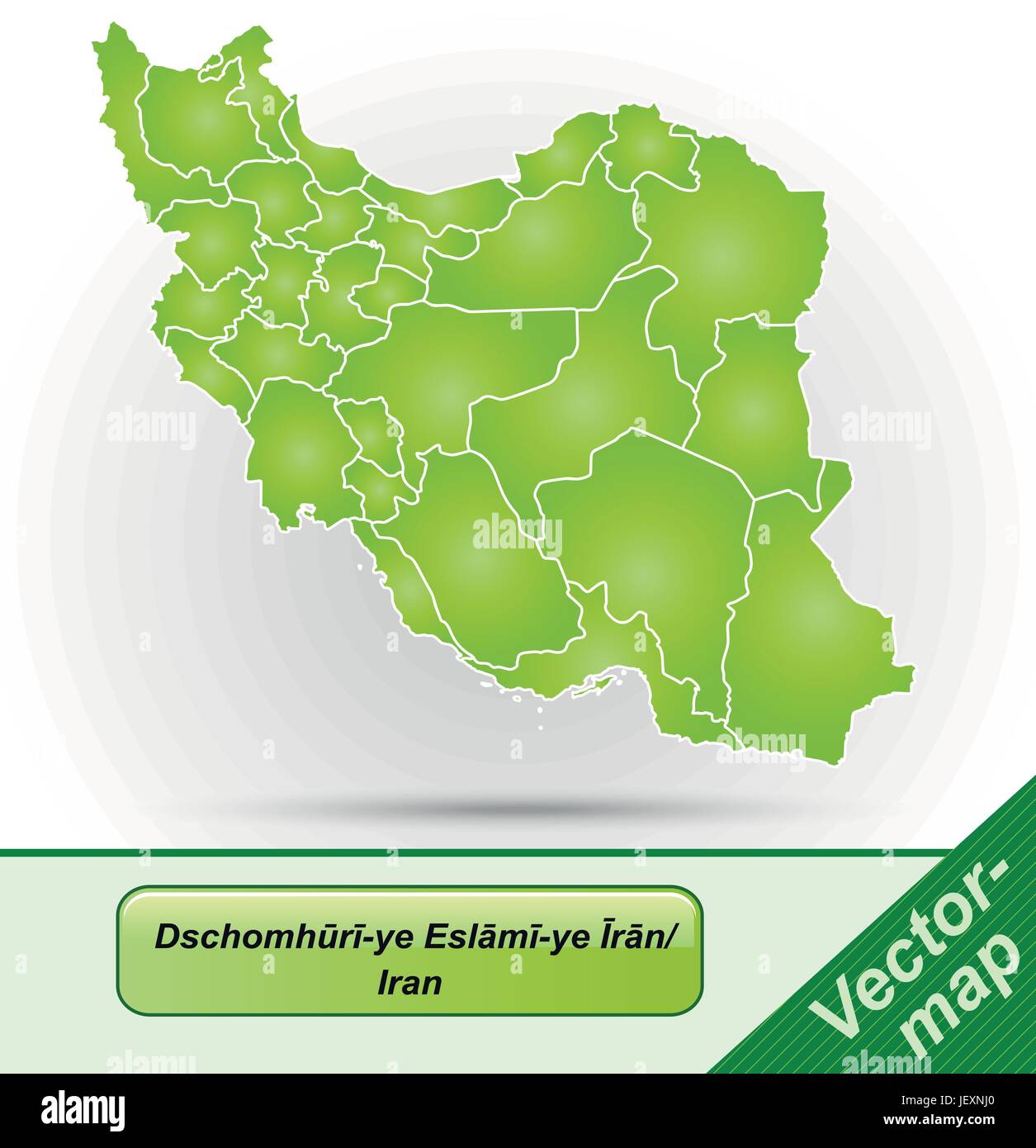 boundary map of iran with limits in green Stock Vector