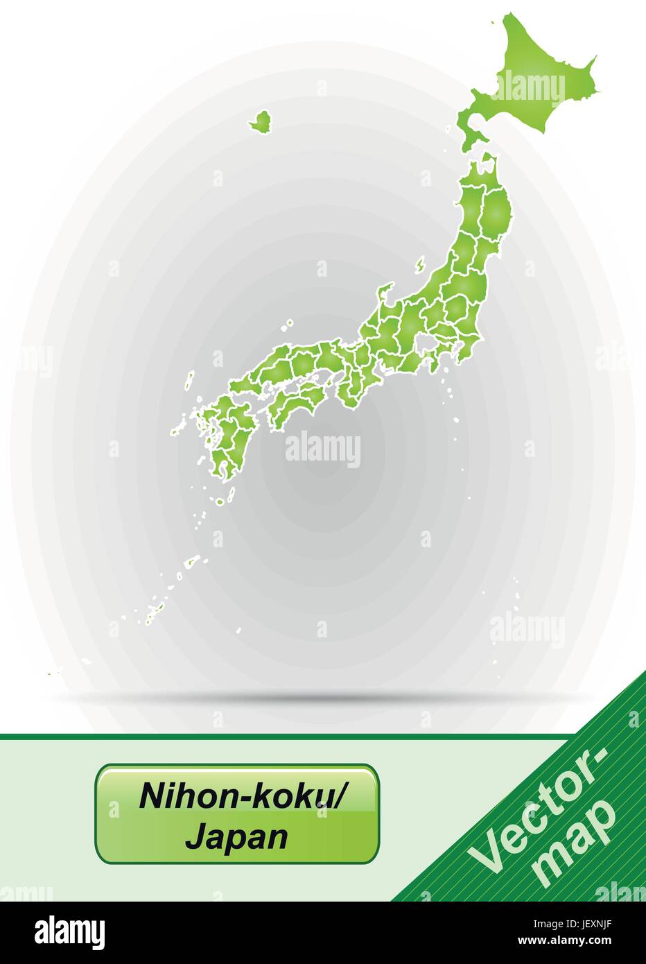 boundary map of japan with limits in green Stock Vector