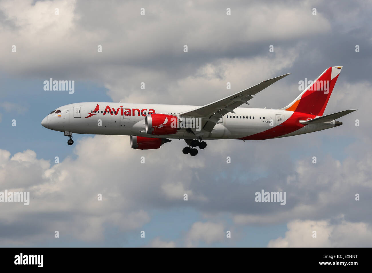 An Avianca Boeing 787 lands at London Heathrow Airport Stock Photo Alamy
