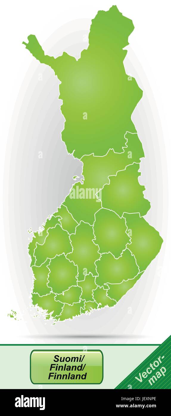 boundary map of finland with borders in green Stock Vector