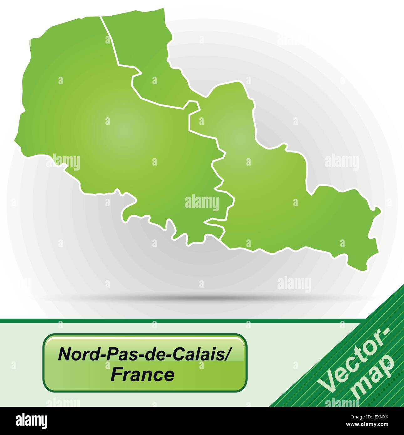 map of nord-pas-de-calais with borders in green Stock Vector