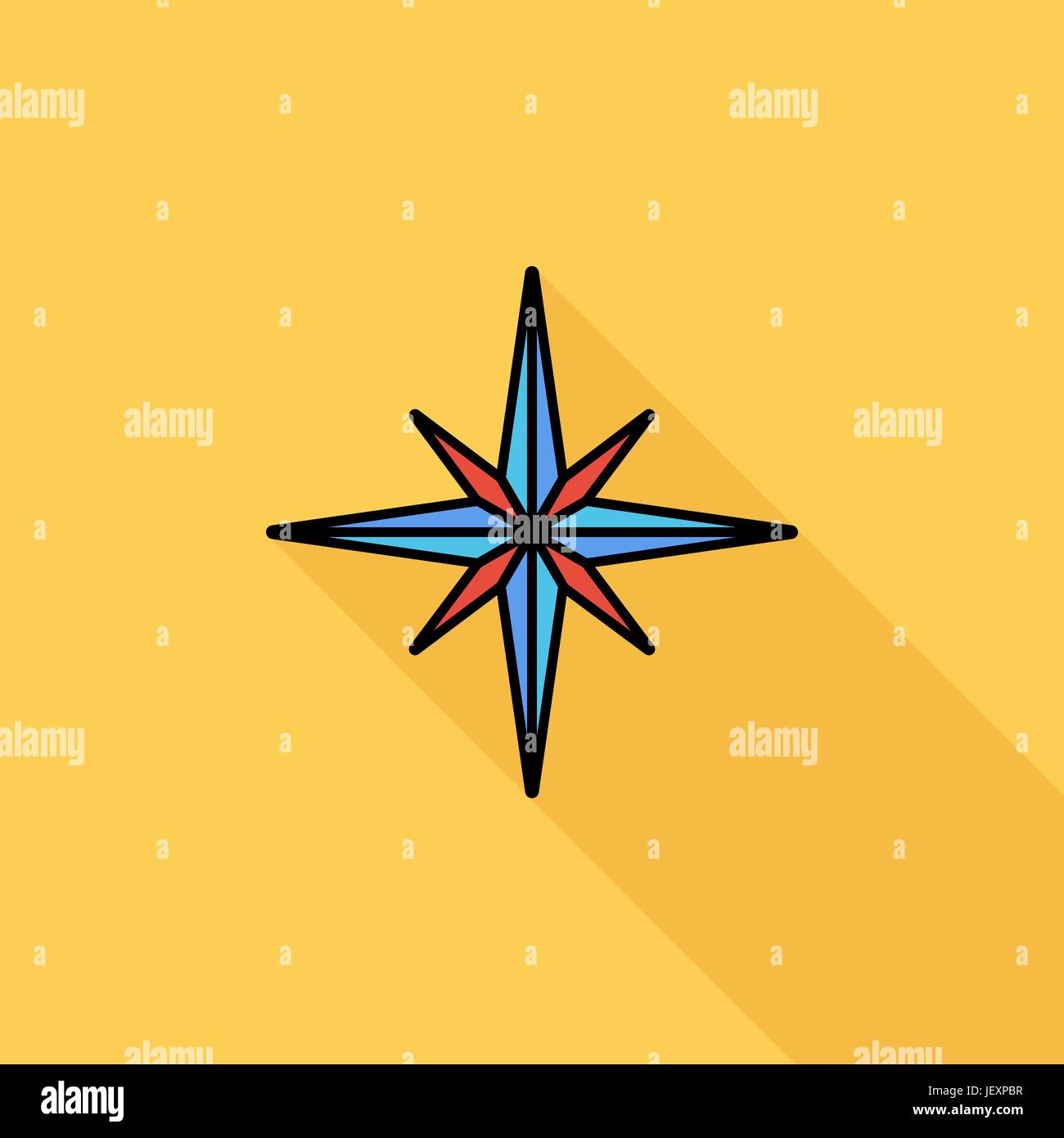 Wind rose icon. Flat vector related icon with long shadow for web and ...