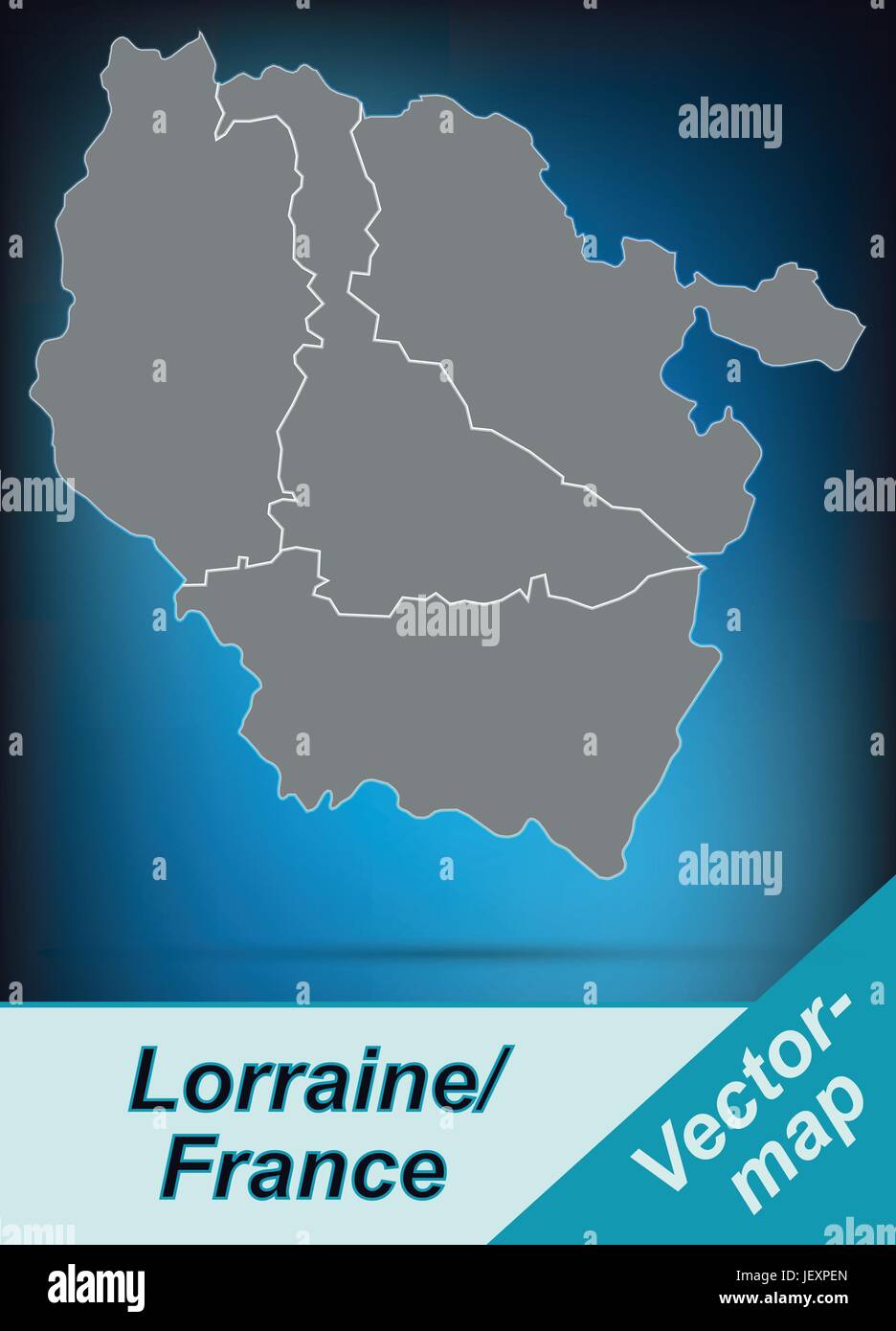 border map of lorraine with borders in bright gray Stock Vector