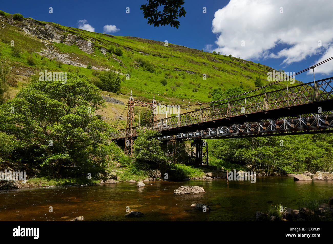 Elan Village Suspension Bridge Elan Valley Rhayader Powys Wales UK Stock Photo