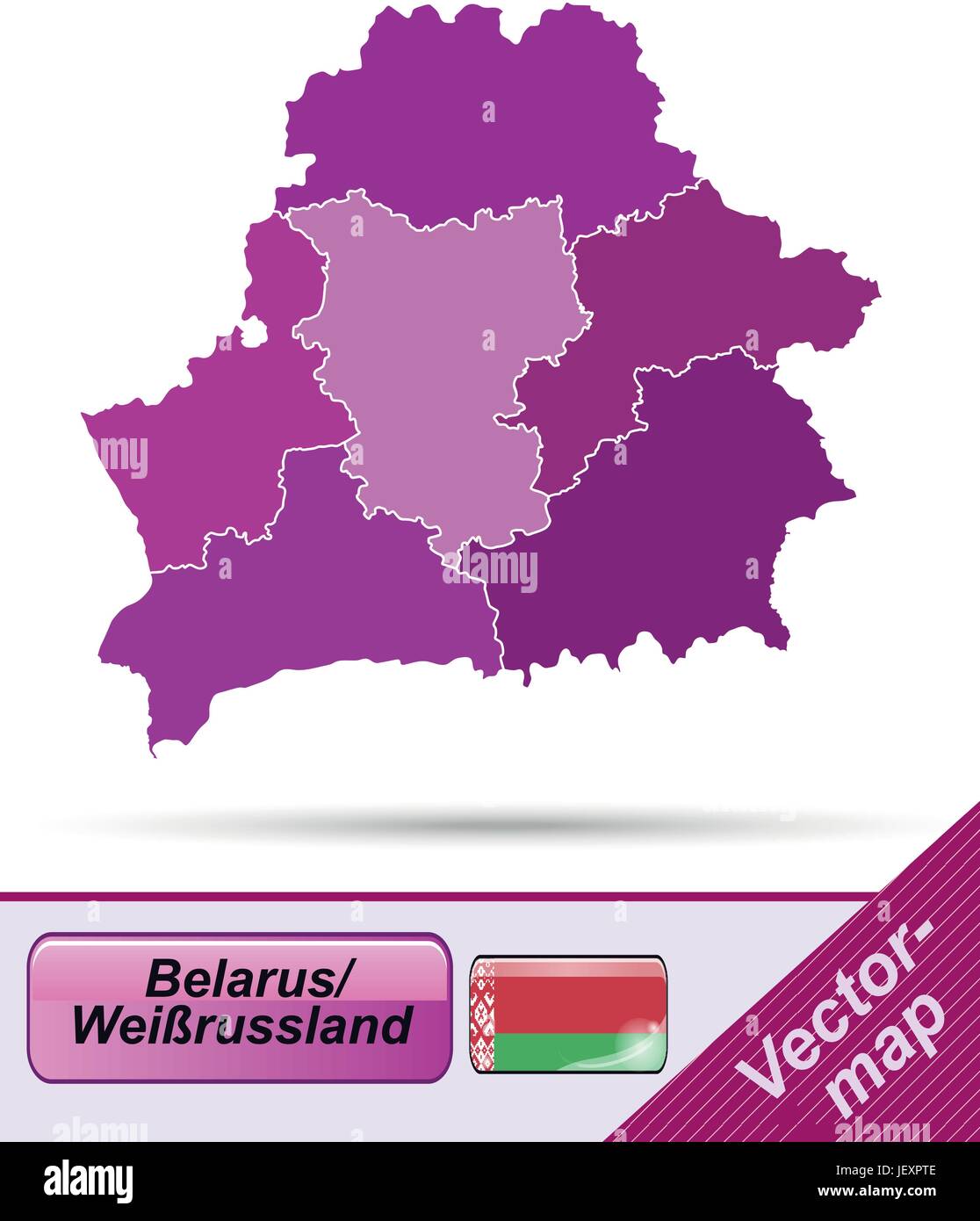 boundary map of belarus with borders in violet Stock Vector