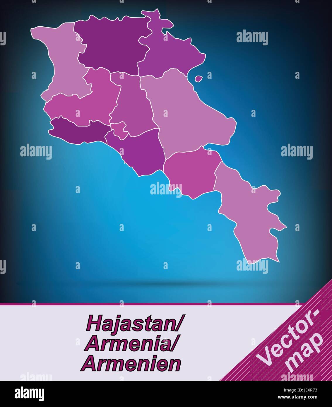 border map of armenia with borders in violet Stock Vector