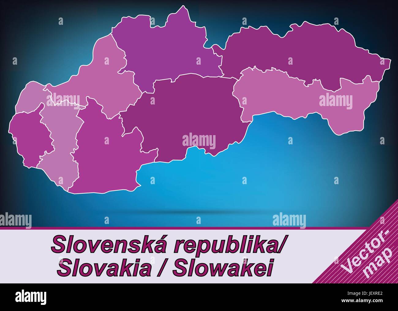 border map of slovakia with borders in violet Stock Vector